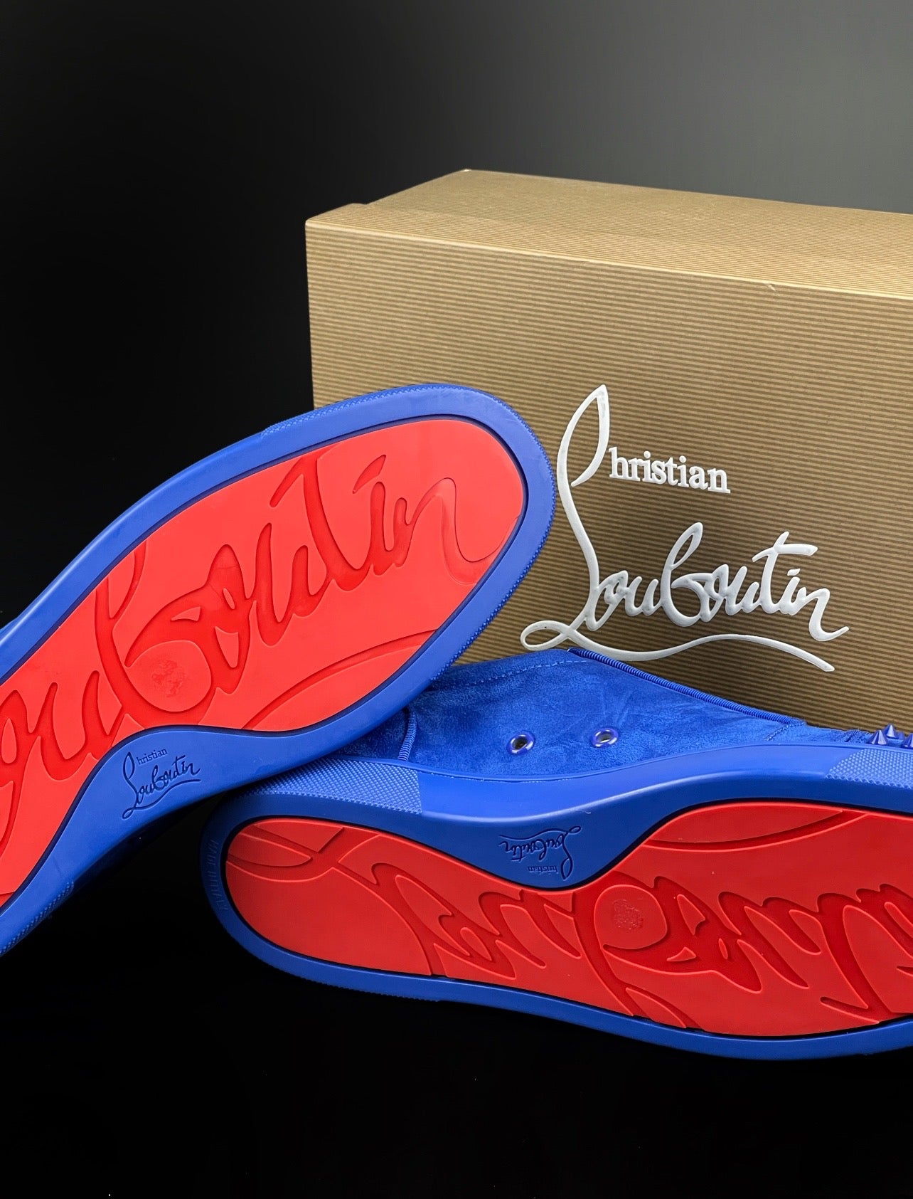 LOUBOUTIN BLUE VELOUR DRIPLOCKER.BG